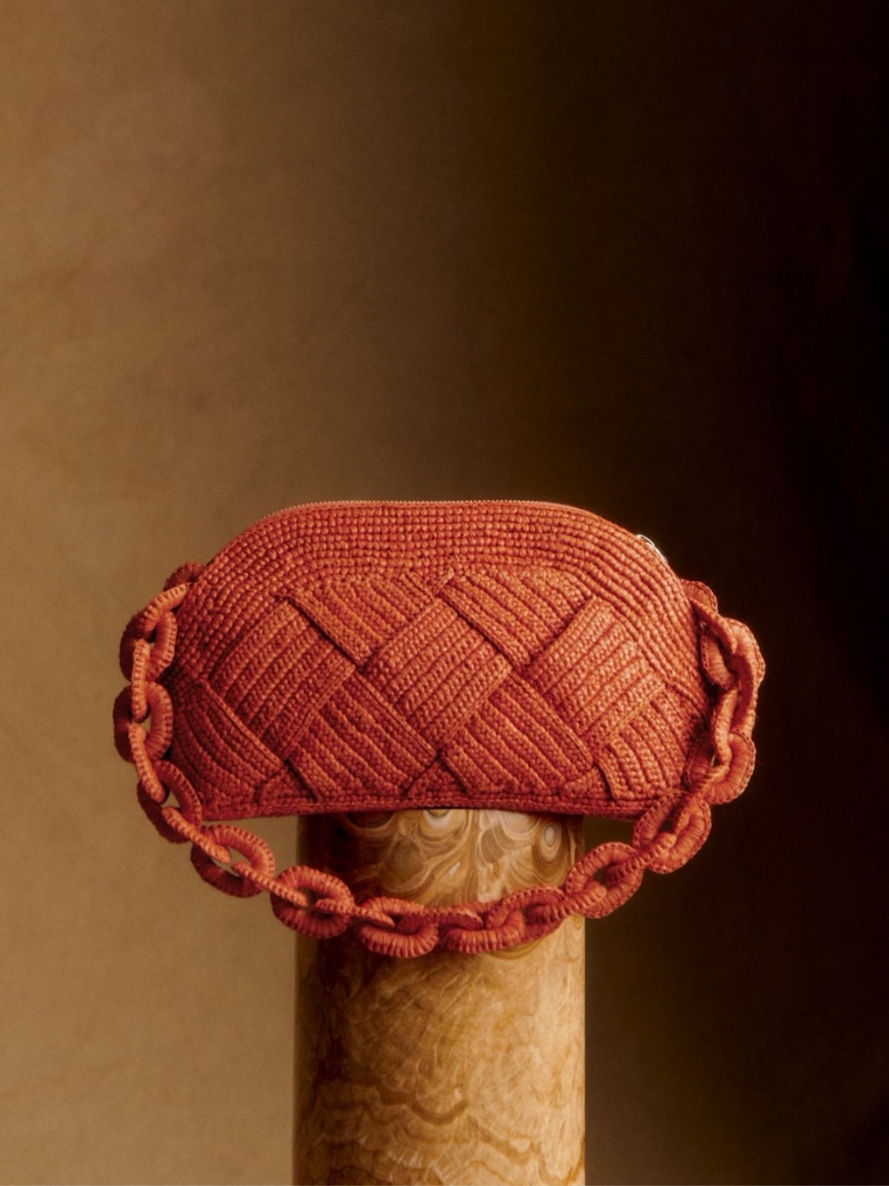 NWT Sezane Isabelle Bag in Braided Coral Raffia